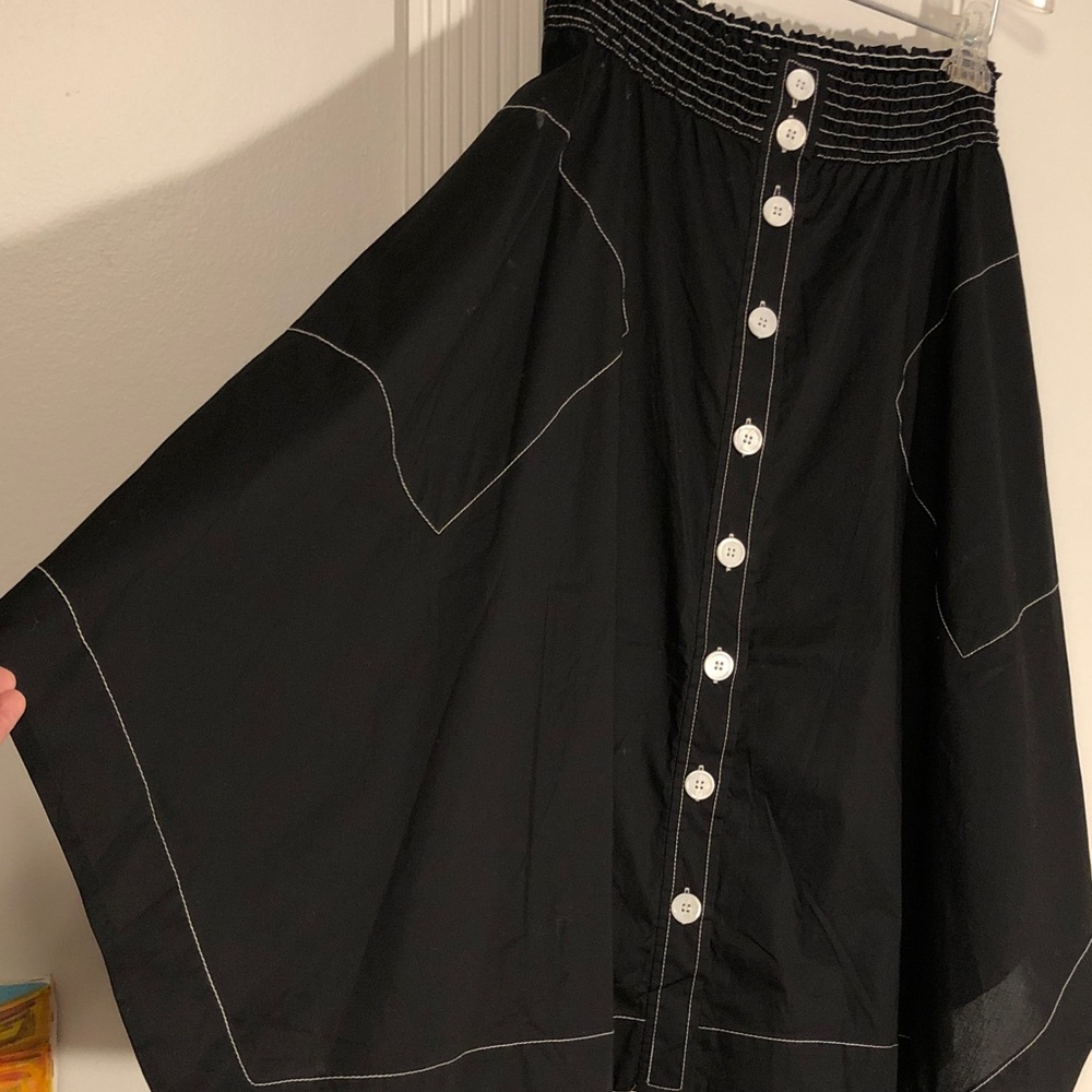 NWT Anthropologie Tracy Reese Black Button-Front Women's Skirt & White Accents S